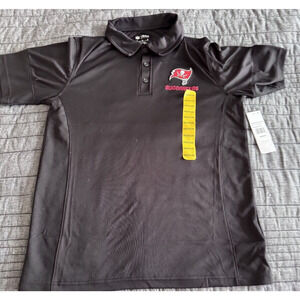 New NFL Tampa Bay Buccaneers Men’s Polo Shirt Size M Black Champion Embroidered